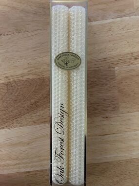Oak Forest Design Sonoma CA Metallic Glittering Beeswax Candle in Ivory Set of 2
